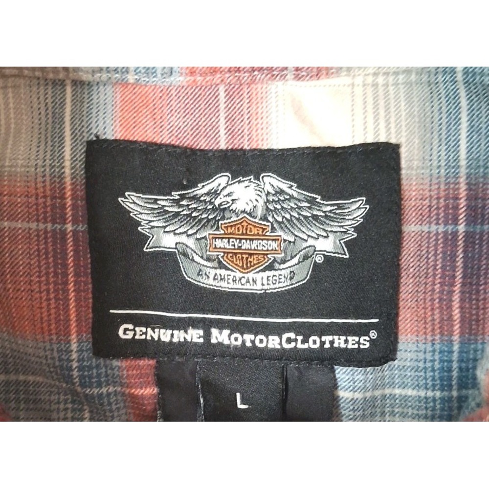 Harley Davidson Short Sleeve Button Up Plaid Shirt Large Cotton - Picture 8 of 11